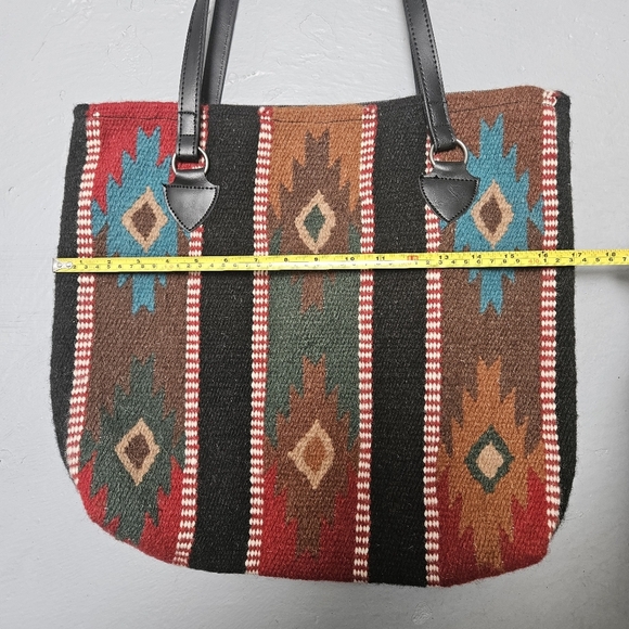 EL Paso Aztec Pattern  Native Handwoven Full zip Wool Blend Shoulder Bag - Picture 6 of 12